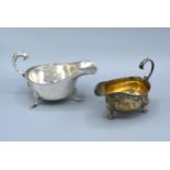 A London Silver Cream Jug together with a Birmingham silver sauce jug 6 ozs.