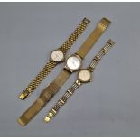 A ladies gold plated watch by Skagen together with another by Michael Herbelin