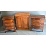 A 19th Century Mahogany Side Cabinet together with a four drawer bow fronted small chest and a