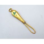 An 18ct. Gold Button Pull set with turquoise and diamonds, 4.4 gms.