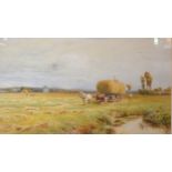 Thomas Pyne 'A Haymaking Scene With Figures And Hay Cart' signed and dated 1888, watercolour, 59 x