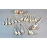 A Pair Of 925 Silver Salts together with various other silver spoons 10 ozs.