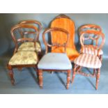 A Pair Of Victorian Mahogany Side Chairs together with four other chairs