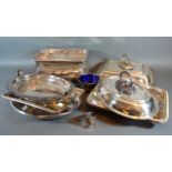 A Birmingham Silver Citrine Set Napkin Ring together with a collection of silver plated entree