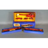 A Hornby OO Gauge TPO Mail Vans Set within original box together with two other Royal Mail Vans