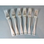 A Set Of Six London Silver Table Forks 1926 and 1927, 10 ozs.