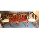 A Set Of Four Edwardian Mahogany Tub Shaped Chairs together with another similar set of four