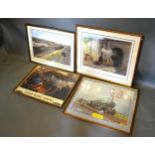 After Terence Cuneo "Firefly" Signed in Pencil, together with three other train related prints