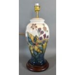 A Moorcroft Oviform Table Lamp 'Blackberry' tube lined 36.5 cms tall