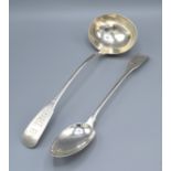 A George III Silver Basting Spoon London 1794, maker William Eley I together with a George IV silver