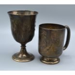 A Victorian Silver Goblet London 1860, makers Daniel and Charles Haule together with a Sheffield