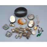 A Silver Charm Bracelet Set Many Charms together with a small collection of jewellery to include two