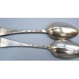 A Pair Of George I Rat Tail Table Spoons, London 1724 together with a George III silver pedestal