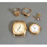 A 9ct. Gold Cased Gentleman's Wrist Watch together with a similar 9ct. gold cased ladies' watch, two