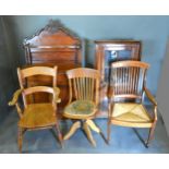 A Victorian Mahogany Chiffonier together with a hanging corner cabinet and three side chairs