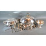 A Silver Plated Entree Dish Cover together with various cased sets and other silver plated items