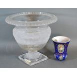 A Bohemia Glass Pedestal Vase 23 cms tall together with a Cameo glass goblet