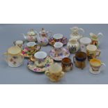 A Royal Doulton Stoneware Tyg, together with a collection of miniature cerami