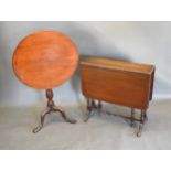 An Edwardian Mahogany Sutherland Table together with a 19th Century pedestal table