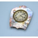 A Birmingham Silver And Enamel Decorated Table Clock, 10cms high