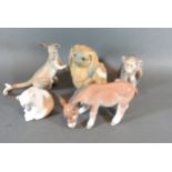 A Group Of Five Lladro Porcelain Models Of Animals