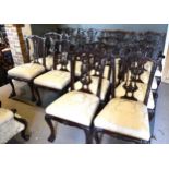 A Set of 14 (six arms and eight single) Chippendale Style Dining Chairs each with a pierced carved