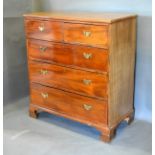 A 19th Century Mahogany Chest, the moulded top above two short and three long drawers with brass
