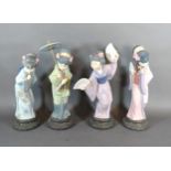 A Group Of Four Lladro Porcelain Figures 'Oriental Girls' 28 cms tall