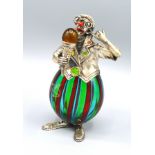 A 925 Silver Mounted and Murano Glass Figure in the form of a Clown with Ice Cream, signed Amcimi