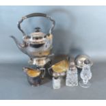A London Silver and Cut Glass Sugar Caster together with a London silver and glass dressing table