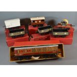 A Hornby Trains 0 Gauge No.2 Passenger Coach within original box together with a refrigerator van, a