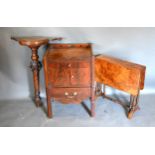 A Victorian Mahogany Ships Table together with a Regency mahogany nightstand and a burr walnut