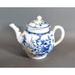 A First Period Worcester Teapot Decorated in Underglaze Blue, Crescent Mark to base 13cm tall