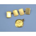 A 9ct. Gold St. Christopher Pendant together with a pair of 9ct. gold cufflinks, 7.2 gms