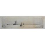 William Lionel Wyllie 'Battleships At Sea' etchings signed in pencil, 10 x 17 cms
