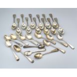 A Set of Twelve Victorian Silver Teaspoons, London 1876 together with 13 other silver teaspoons,