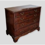 A 19th Century Mahogany Straight Front Chest, the moulded top above four long drawers with brass