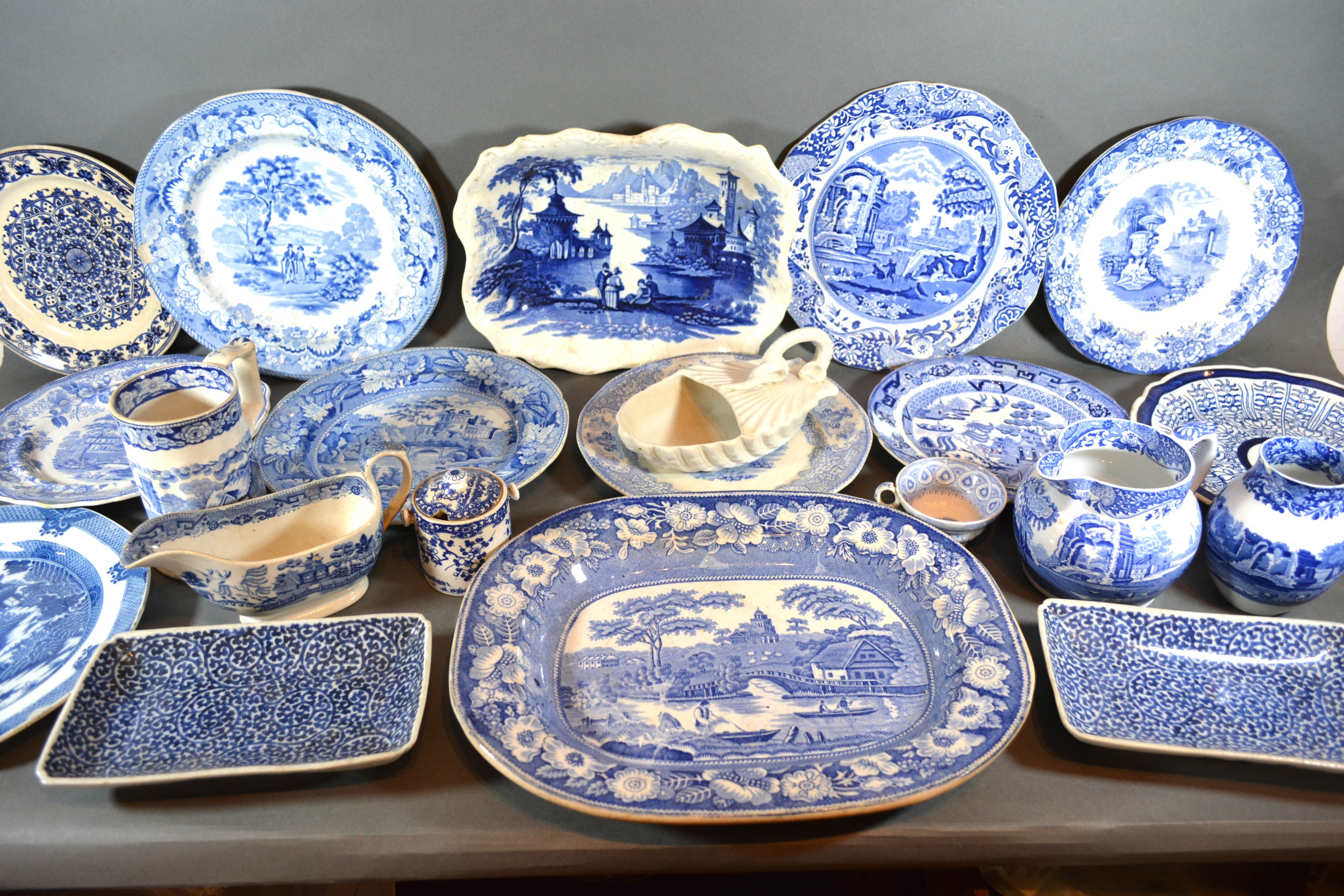 An Early English Blue and White Decorated Meat Platter together with a collection of other similar - Image 2 of 2