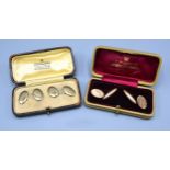 A Pair of 9ct. Gold Cufflinks within fitted case together with another similar pair of 9ct. gold