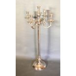 A Chromium Five Branch Floor Standing Candelabrum 101cms high