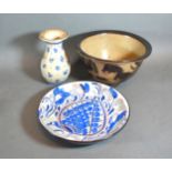 A Royal Copenhagen Stoneware Bowl together with a similar bowl and vase