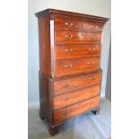 A 19th Century Mahogany Chest On Chest, the moulded cornice above two short and six long graduated