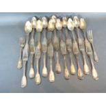 A Continental White Metal Canteen Of Cutlery comprising 13 forks and 11 spoons, 61 ozs.