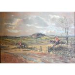 Graham Smith 'Figures On Horseback Within A Hilly Landscape' watercolour, signed, 56 x 76 cms
