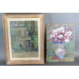 Rene Karbowsky 'Still Life Jug Of Flowers' oil on board, signed, together with another similar oil