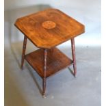 An Edwardian Rosewood Marquetry Inlaid Two Tier Occasional Table