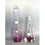 A Val St. Lambert Crystal Glass Lamp Base 36cms tall together with another similar of twisted form