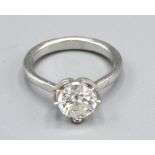 A Platinum Solitaire Diamond Ring, claw set, approximately 1.3 ct. 5.1 gms, ring size L