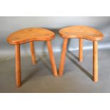 Robert (Mouseman) Thompson, A Pair of Oak Stools of Kidney Form, each raised upon tapering octagonal