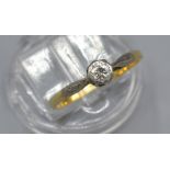 A Yellow Metal Solitaire Diamond Ring 1.9gms. ring size N